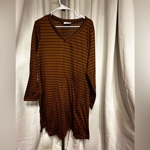 Burgundy Stripe “ You & Me “ Stretch Dress